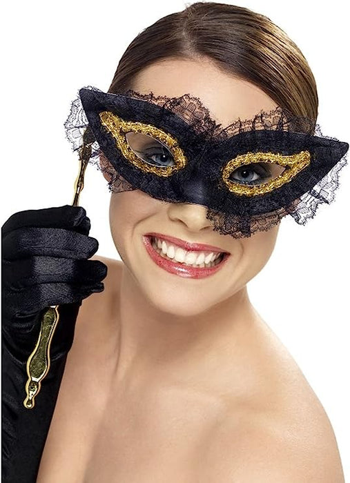 Buy Black and Gold Lace Eye Mask for Adults from Costume Super Centre AU