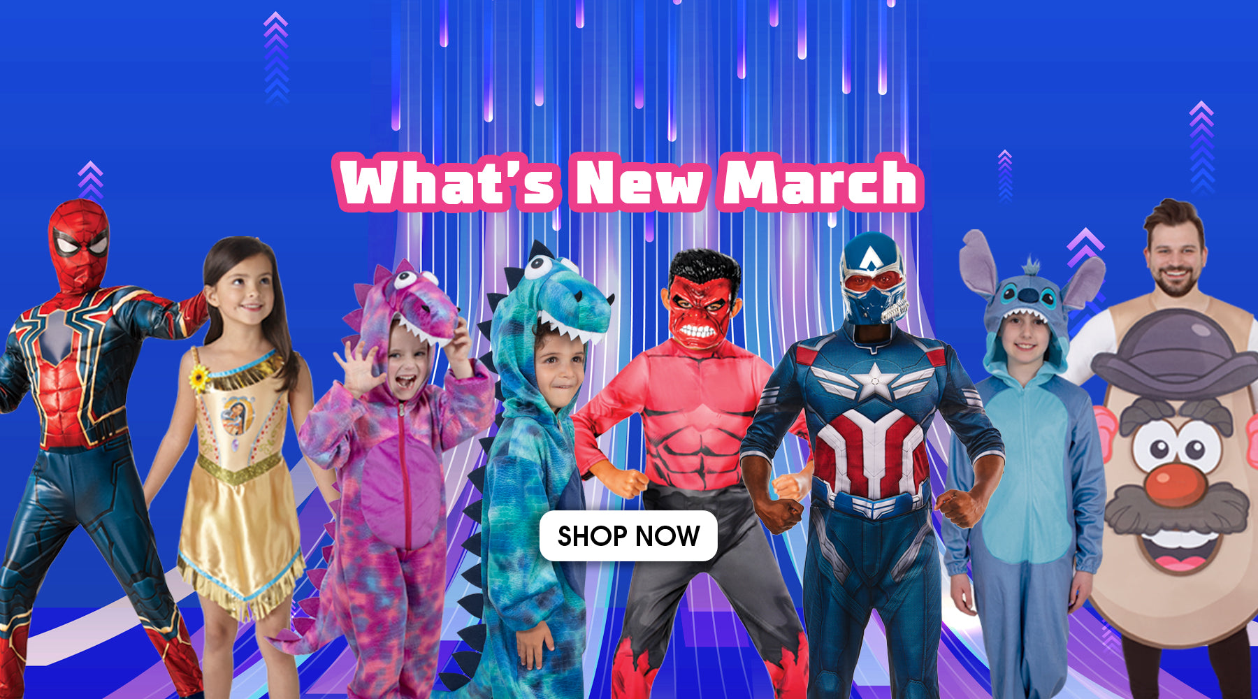 Find new costume trends for March 2025 online at Costume Super Centre Australia! Check out Red Hulk, Stitch, Mr Potato Head and more!