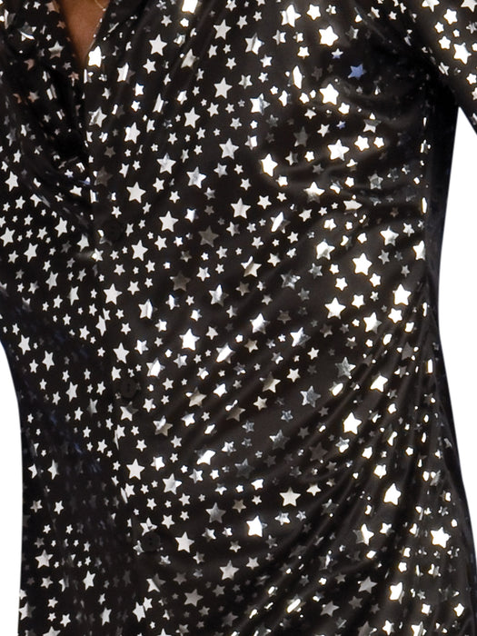 Buy Disco Shirt for Adults - Black with Silver Stars from Costume Super Centre AU