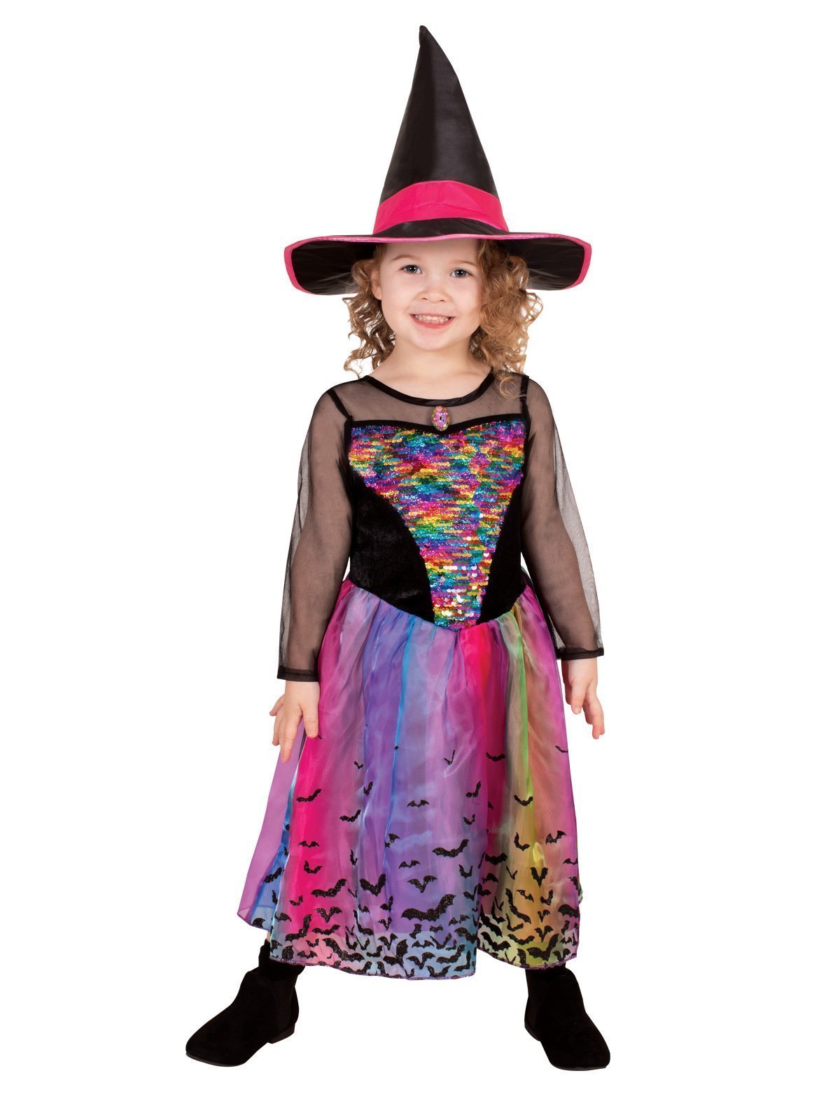 Rainbow Colour Magic Witch Deluxe Costume for Kids | Costume Super Centre