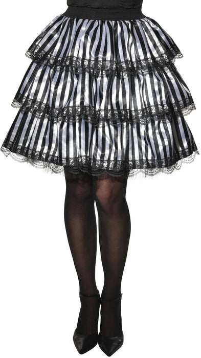 Striped Black White Ruffle Adult Skirt | Costume Super Centre AU