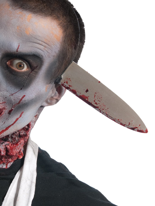 Buy Zombie Kitchen Knife Through Head Accessory from Costume Super Centre AU